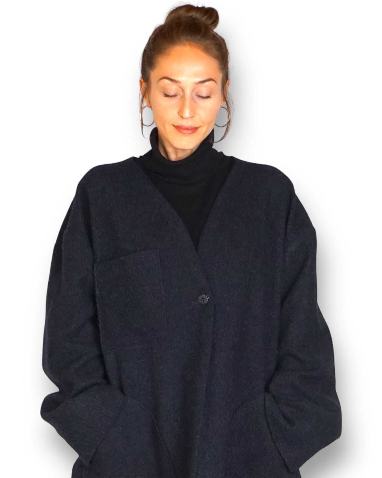 Kurzmantel Oversize aus Wolle