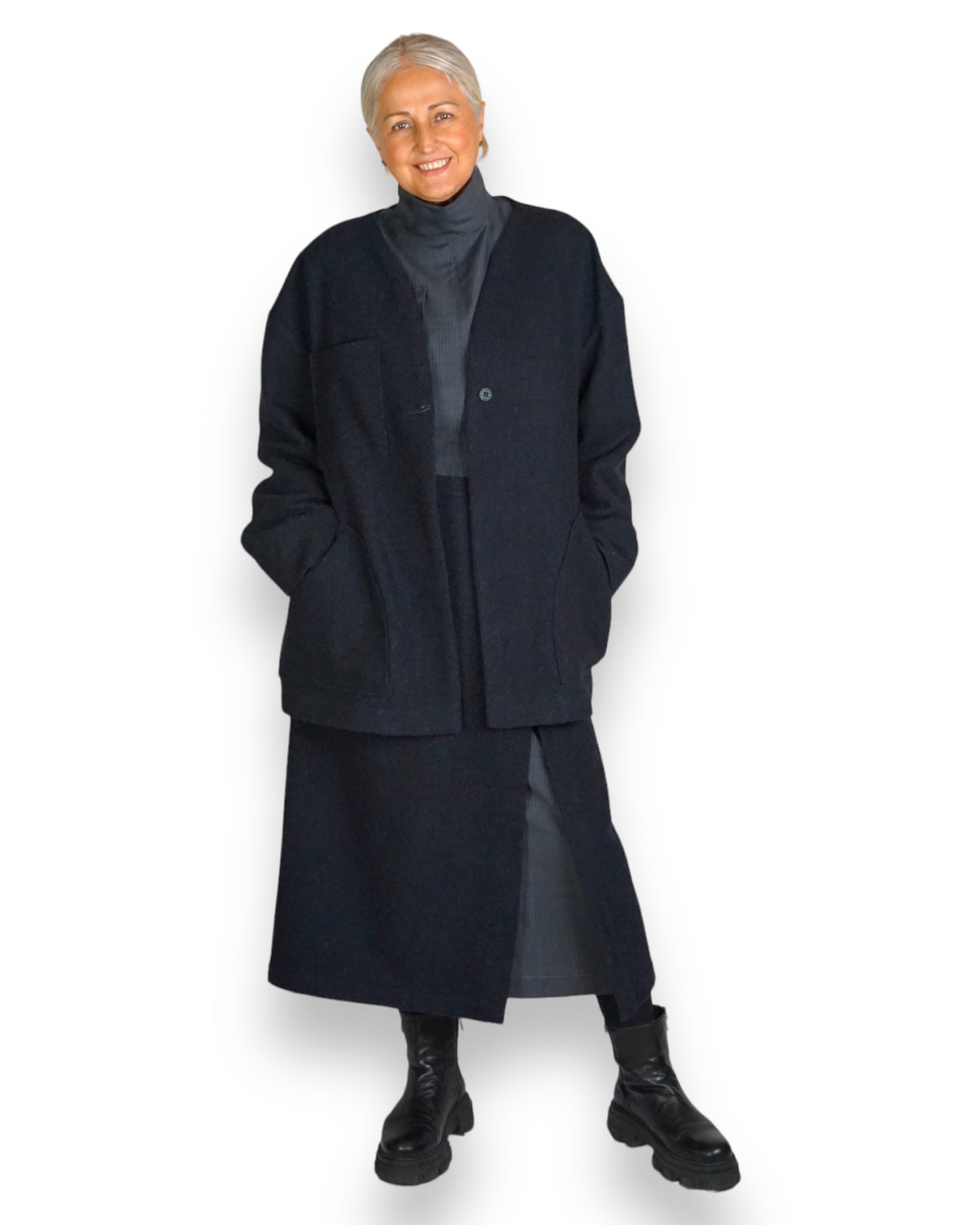 Kurzmantel Oversize aus Wolle