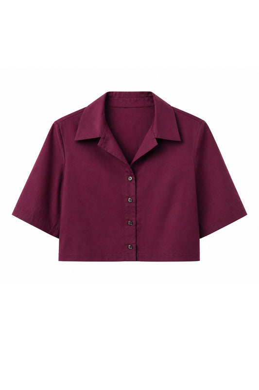 CROPPED BLUSE MIT REVERSKRAGEN