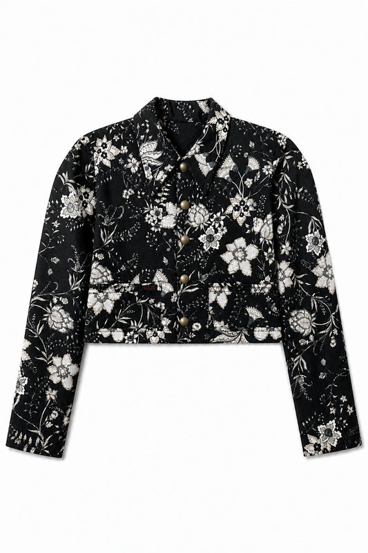 CROPPED JACKE MIT BOTANISCHEM PRINT