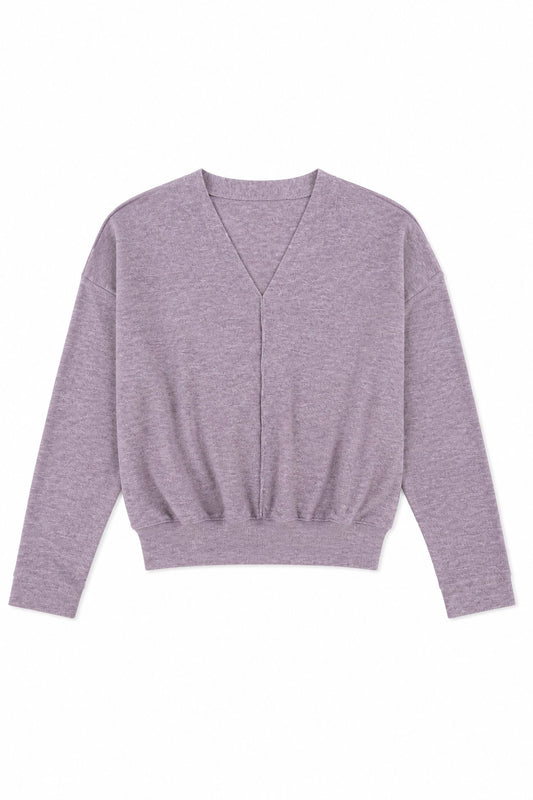 STRUKTURIERTES LONGSLEEVE MIT V-AUSSCHNITT