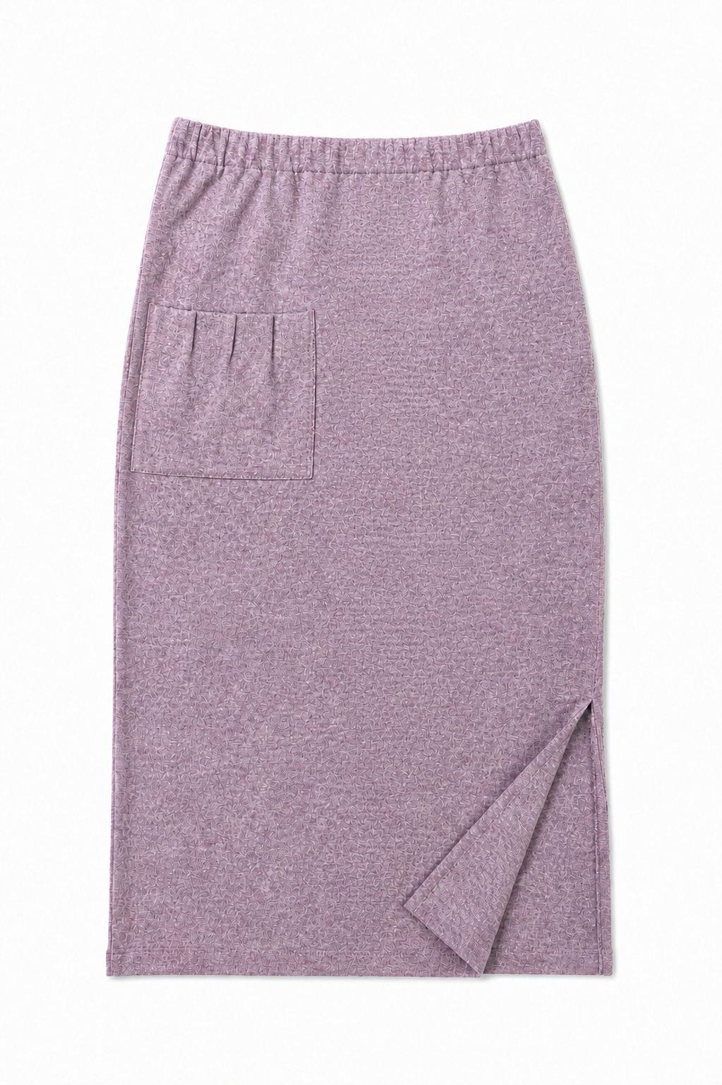 MIDIROCK AUS STRUKTURIERTEM JERSEY IN MAUVE